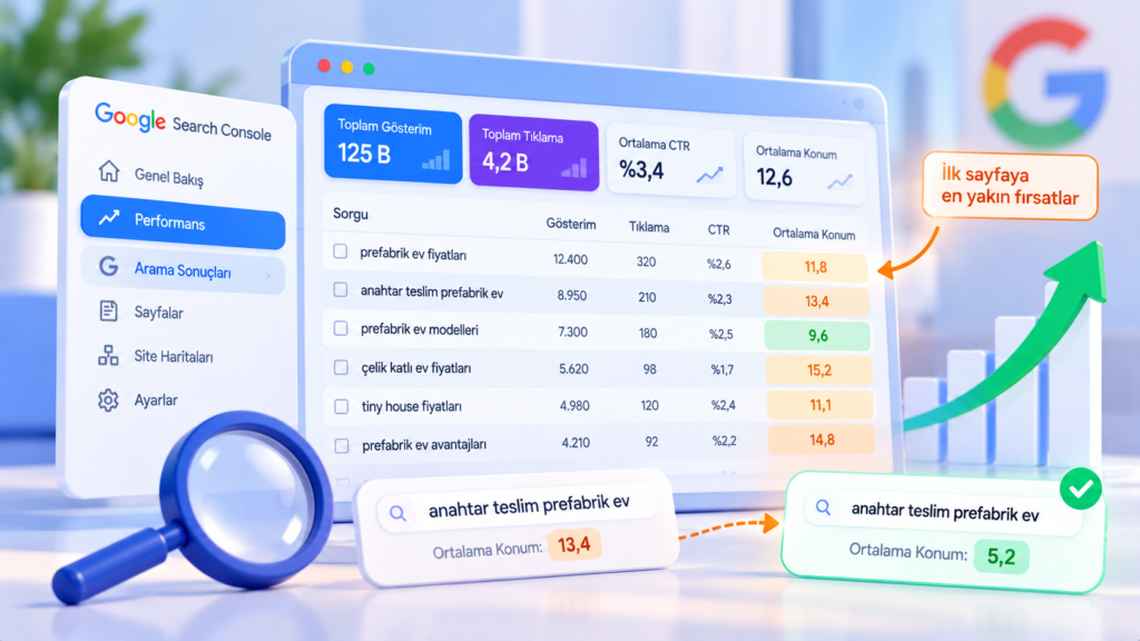 Google'da İlk Sayfaya Nasıl Çıkılır? 3 Google Search Console Optimizasyon Paneli