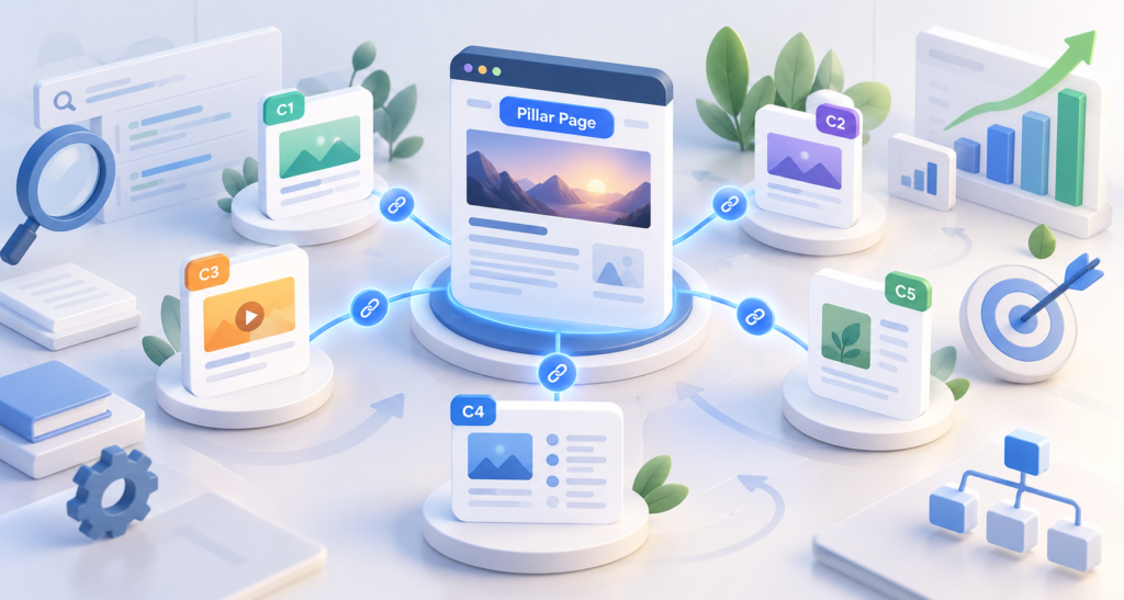 Topic Cluster Nedir? 2 SEO Icerik Kumesi Diyagrami